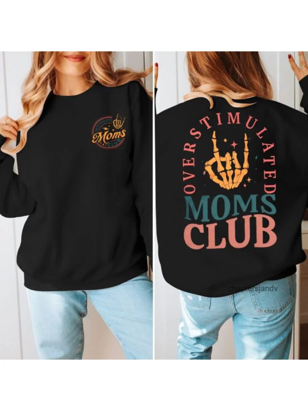 Oversized Mama Sweatshirt Crewneck Pullover Cotton Mom Life Top